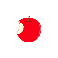 red apple on white isolated bite 