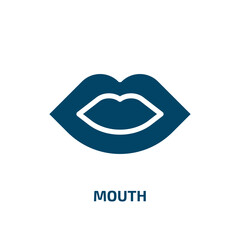 mouth icon from dentist collection. Filled mouth, smile, medical glyph icons isolated on white background. Black vector mouth sign, symbol for web design and mobile apps