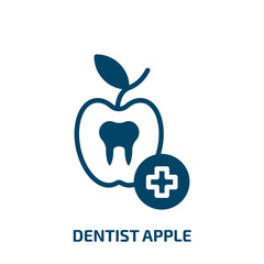 dentist apple icon from dentist collection. Filled dentist apple, apple, medicine glyph icons isolated on white background. Black vector dentist apple sign, symbol for web design and mobile apps