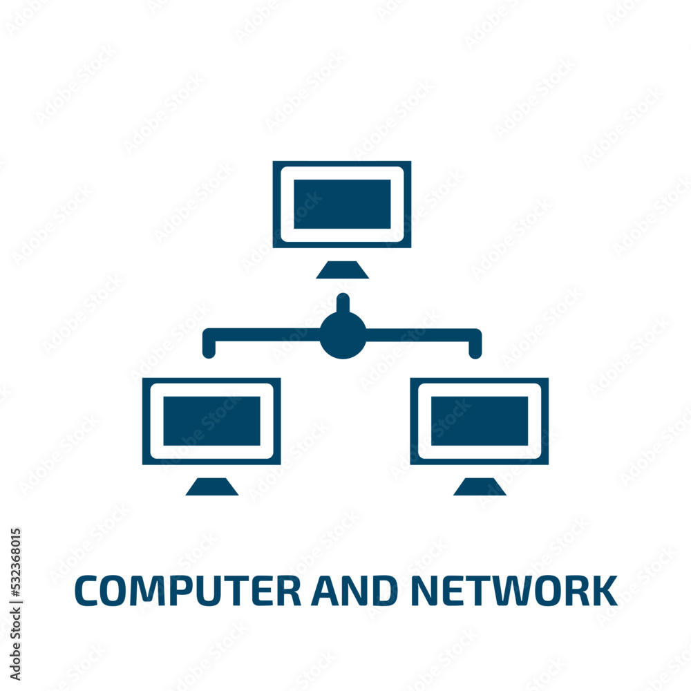 Poster computer and network icon from education collection. filled computer and network, internet, network 