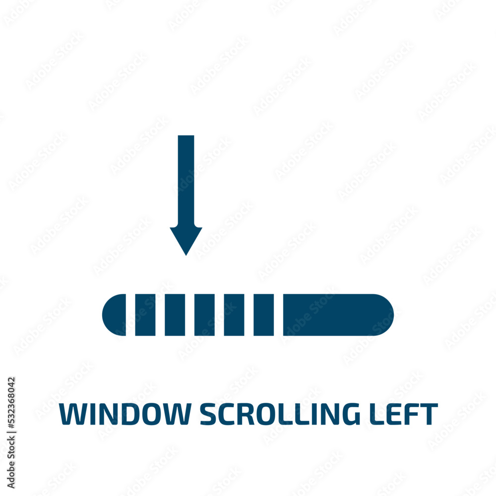 Poster window scrolling left icon from education collection. filled window scrolling left, computer, busine