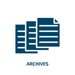 archives icon from education collection. Filled archives, archive, file glyph icons isolated on white background. Black vector archives sign, symbol for web design and mobile apps