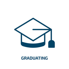 graduating icon from education collection. Filled graduating, education, graduation glyph icons isolated on white background. Black vector graduating sign, symbol for web design and mobile apps