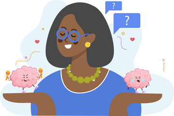 Cartoon Brain Flat Background