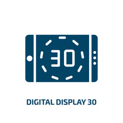 Fototapeta premium digital display 30 icon from education collection. Filled digital display 30, digital, 30 glyph icons isolated on white background. Black vector digital display 30 sign, symbol for web design and
