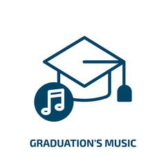 graduation's music icon from education collection. Filled graduation's music, education, music glyph icons isolated on white background. Black vector graduation's music sign, symbol for web design and