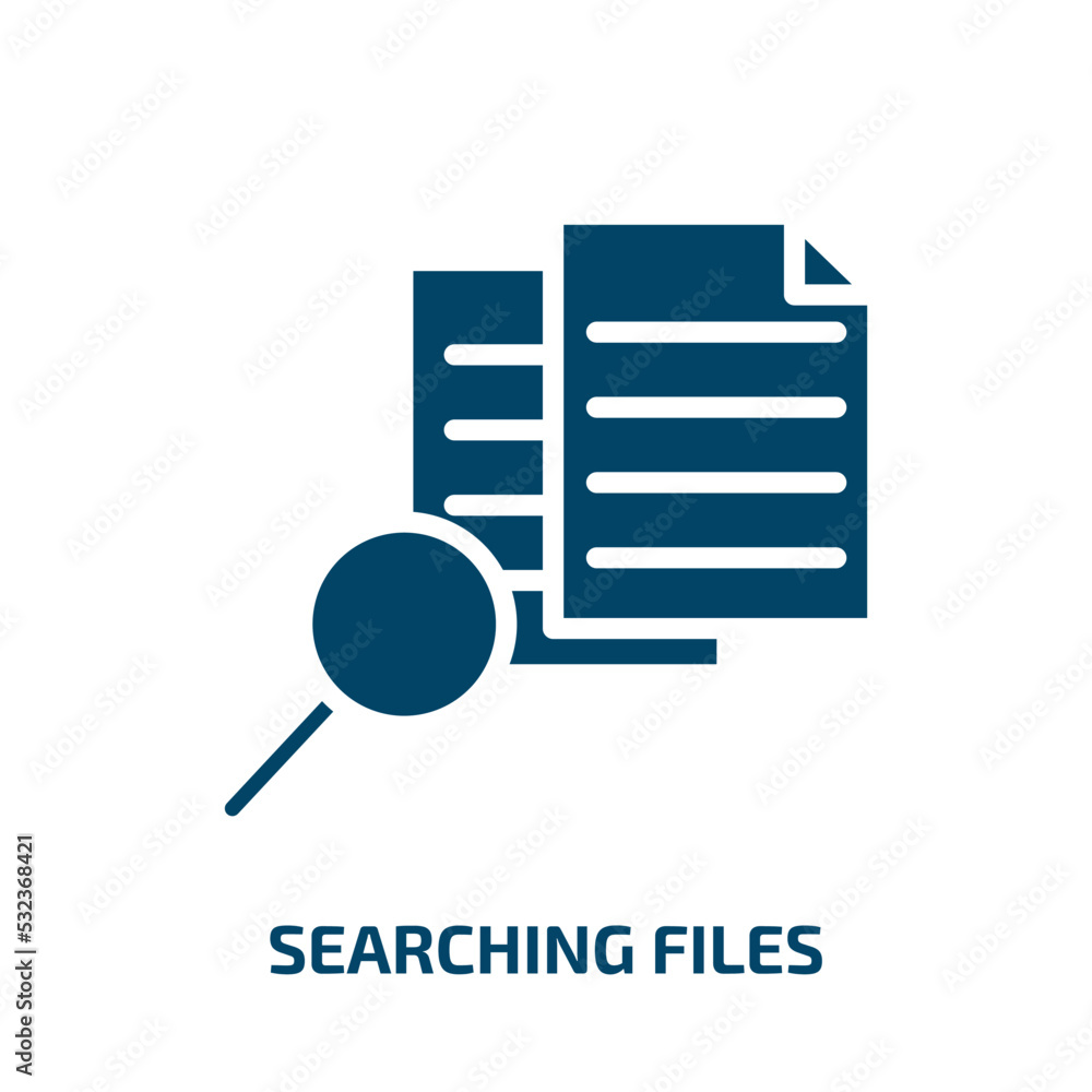 Poster searching files icon from education collection. filled searching files, search, document glyph icons