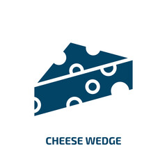 cheese wedge icon from food collection. Filled cheese wedge, snack, wedge glyph icons isolated on white background. Black vector cheese wedge sign, symbol for web design and mobile apps