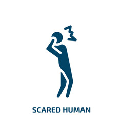 scared human icon from feelings collection. Filled scared human, character, person glyph icons isolated on white background. Black vector scared human sign, symbol for web design and mobile apps