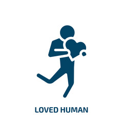 loved human icon from feelings collection. Filled loved human, care, human glyph icons isolated on white background. Black vector loved human sign, symbol for web design and mobile apps