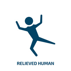relieved human icon from feelings collection. Filled relieved human, person, practice glyph icons isolated on white background. Black vector relieved human sign, symbol for web design and mobile apps