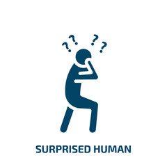 surprised human icon from feelings collection. Filled surprised human, person, man glyph icons isolated on white background. Black vector surprised human sign, symbol for web design and mobile apps