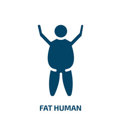 fat human icon from feelings collection. Filled fat human, fat, human glyph icons isolated on white background. Black vector fat human sign, symbol for web design and mobile apps