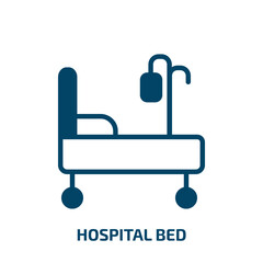 hospital bed icon from health and medical collection. Filled hospital bed, bed, hospital glyph icons isolated on white background. Black vector hospital bed sign, symbol for web design and mobile apps