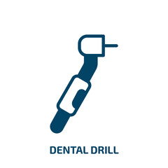 dental drill icon from medical collection. Filled dental drill, dentistry, dental glyph icons isolated on white background. Black vector dental drill sign, symbol for web design and mobile apps