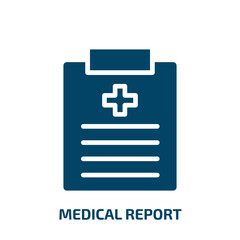 Obraz premium medical report icon from health and medical collection. Filled medical report, medical, data glyph icons isolated on white background. Black vector medical report sign, symbol for web design and