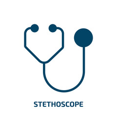 stethoscope icon from health and medical collection. Filled stethoscope, medical, hospital glyph icons isolated on white background. Black vector stethoscope sign, symbol for web design and mobile