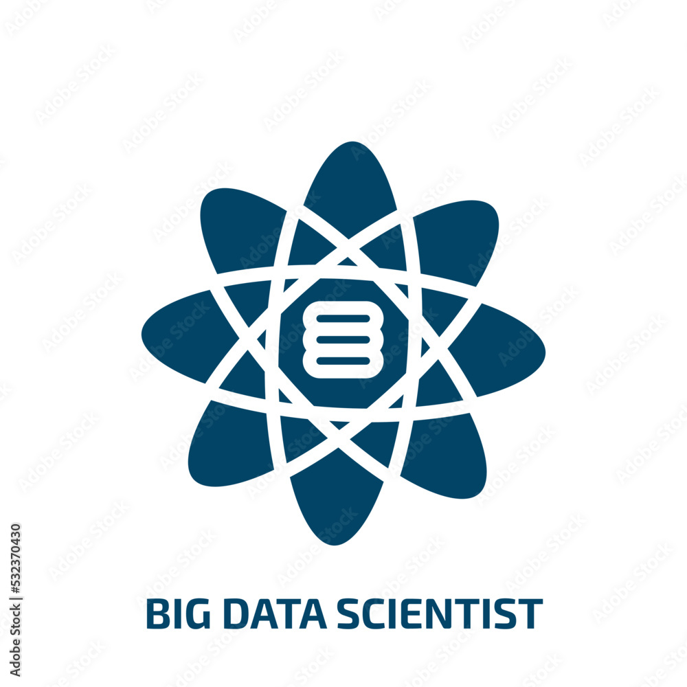 Poster big data scientist icon from general collection. filled big data scientist, analysis, business glyph