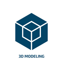 3d modeling icon from general collection. Filled 3d modeling, model, circle glyph icons isolated on white background. Black vector 3d modeling sign, symbol for web design and mobile apps