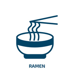 ramen icon from hotel and restaurant collection. Filled ramen, lunch, food glyph icons isolated on white background. Black vector ramen sign, symbol for web design and mobile apps