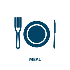 meal icon from hotel and restaurant collection. Filled meal, food, lunch glyph icons isolated on white background. Black vector meal sign, symbol for web design and mobile apps
