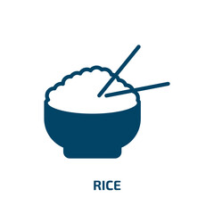rice icon from hotel collection. Filled rice, cuisine, food glyph icons isolated on white background. Black vector rice sign, symbol for web design and mobile apps