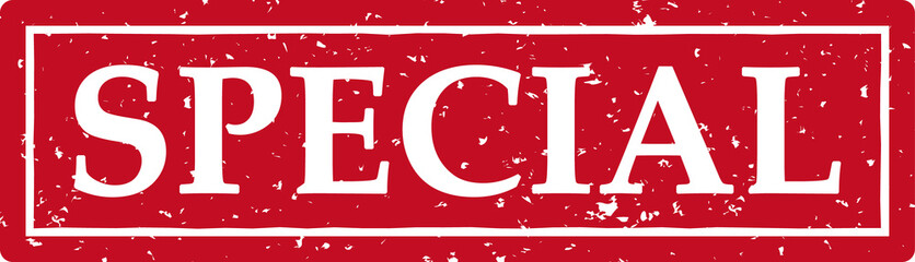 Illustration of a red stamp with the word "special" on it