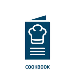 cookbook icon from hotel and restaurant collection. Filled cookbook, food, culinary glyph icons isolated on white background. Black vector cookbook sign, symbol for web design and mobile apps
