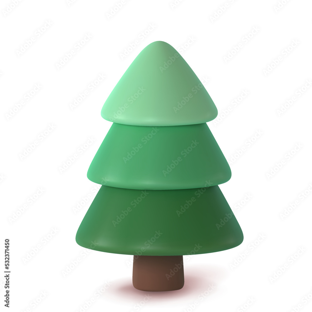 Aufkleber abstract fir tree isolated on a white background. 3d rendering vector illustration