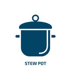 stew pot icon from kitchen collection. Filled stew pot, pan, soup glyph icons isolated on white background. Black vector stew pot sign, symbol for web design and mobile apps