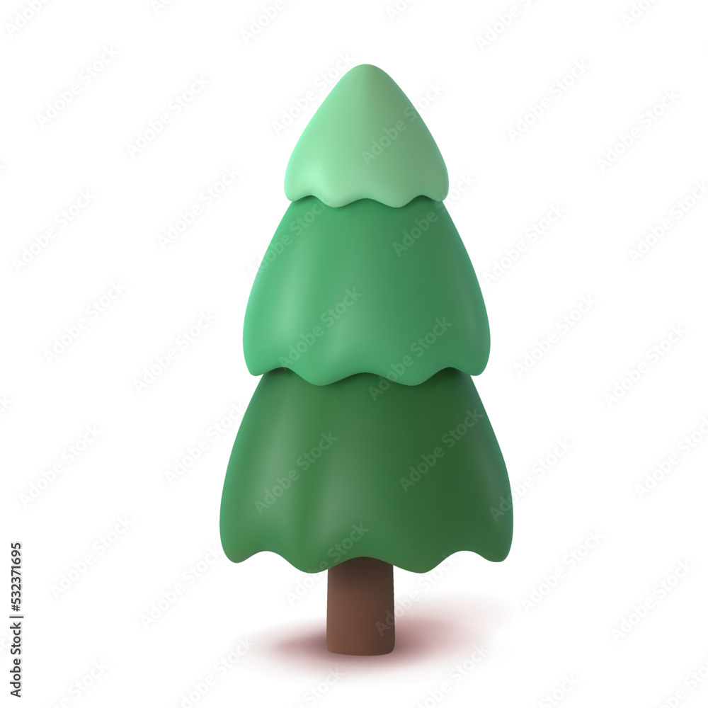 Aufkleber abstract fir tree isolated on a white background. 3d rendering vector illustration