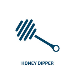 honey dipper icon from kitchen collection. Filled honey dipper, dipper, honey glyph icons isolated on white background. Black vector honey dipper sign, symbol for web design and mobile apps