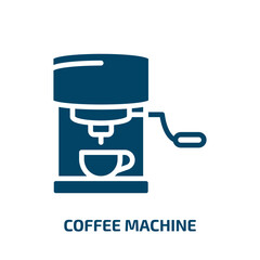 coffee machine icon from kitchen collection. Filled coffee machine, machine, coffee glyph icons isolated on white background. Black vector coffee machine sign, symbol for web design and mobile apps