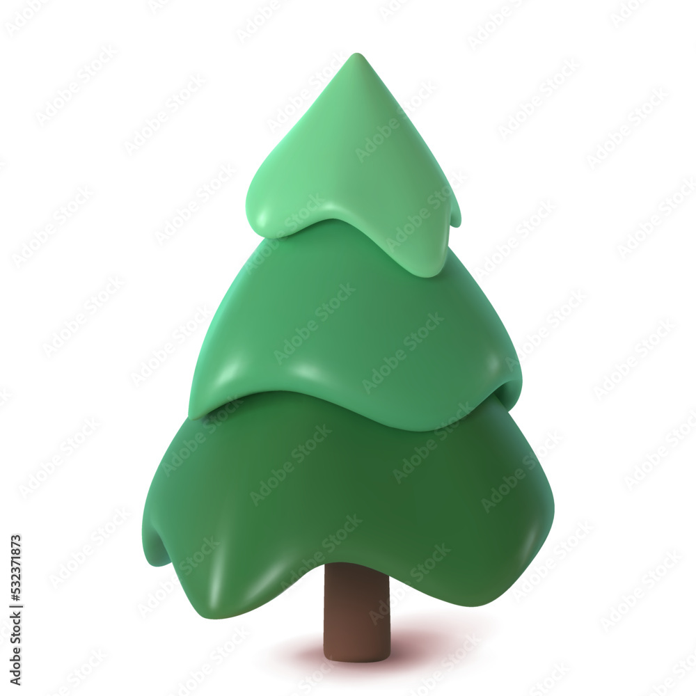 Aufkleber abstract fir tree isolated on a white background. 3d rendering vector illustration