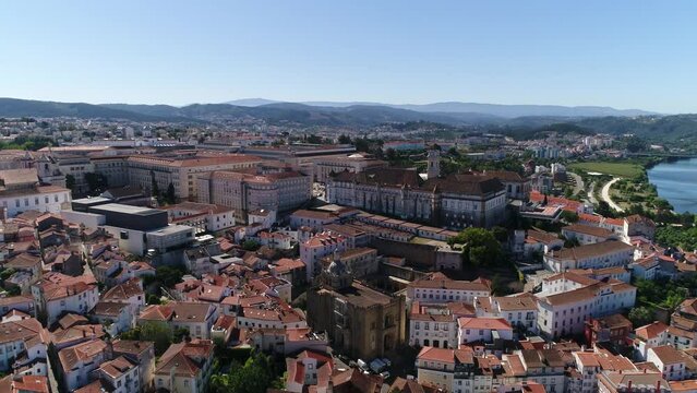 Aerial View City of Coimbra Portugal 4k