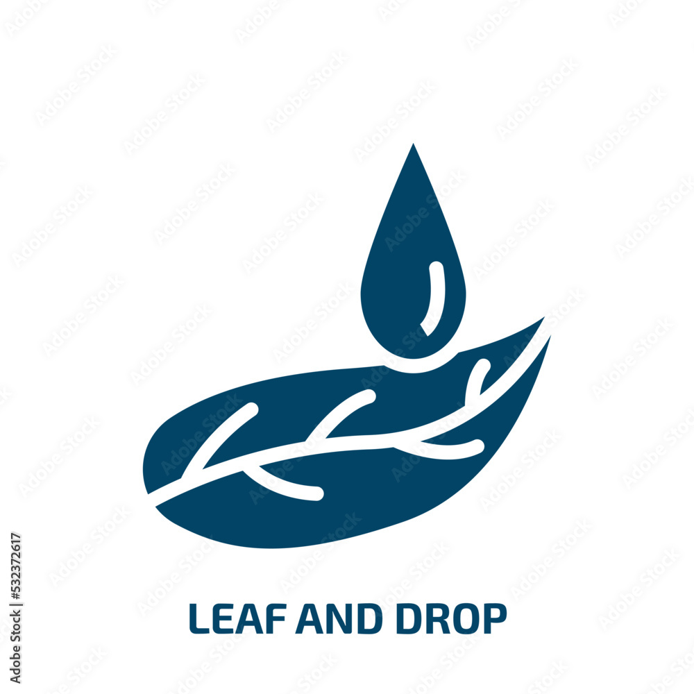 Poster leaf and drop icon from nature collection. filled leaf and drop, drop, leaf glyph icons isolated on 