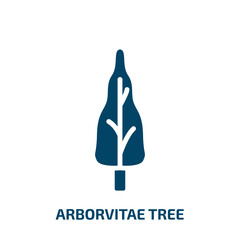 arborvitae tree icon from nature collection. Filled arborvitae tree, nature, fir glyph icons isolated on white background. Black vector arborvitae tree sign, symbol for web design and mobile apps