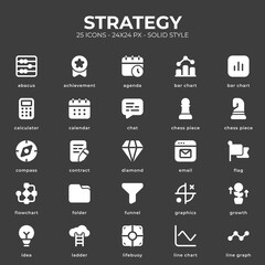 Strategy icon pack with black color