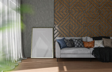 Frame minimal room and decoration copy space - 3D rendering.