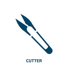 cutter icon from sew collection. Filled cutter, tools, business glyph icons isolated on white background. Black vector cutter sign, symbol for web design and mobile apps