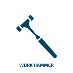 work hammer icon from other collection. Filled work hammer, work, hammer glyph icons isolated on white background. Black vector work hammer sign, symbol for web design and mobile apps