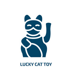 lucky cat toy icon from other collection. Filled lucky cat toy, animal, lucky glyph icons isolated on white background. Black vector lucky cat toy sign, symbol for web design and mobile apps