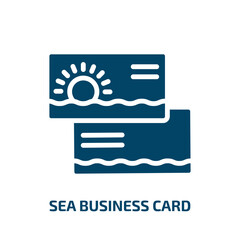 sea business card icon from other collection. Filled sea business card, tourism, sea glyph icons isolated on white background. Black vector sea business card sign, symbol for web design and mobile