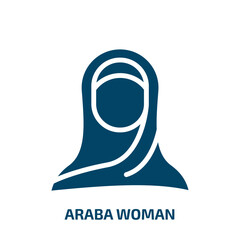 araba woman icon from other collection. Filled araba woman, woman, business glyph icons isolated on white background. Black vector araba woman sign, symbol for web design and mobile apps