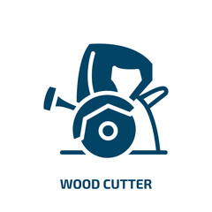 wood cutter icon from other collection. Filled wood cutter, cutter, mechanical glyph icons isolated on white background. Black vector wood cutter sign, symbol for web design and mobile apps