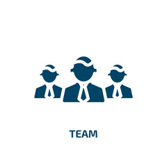 team icon from startup stategy and success collection. Filled team, work, business glyph icons isolated on white background. Black vector team sign, symbol for web design and mobile apps