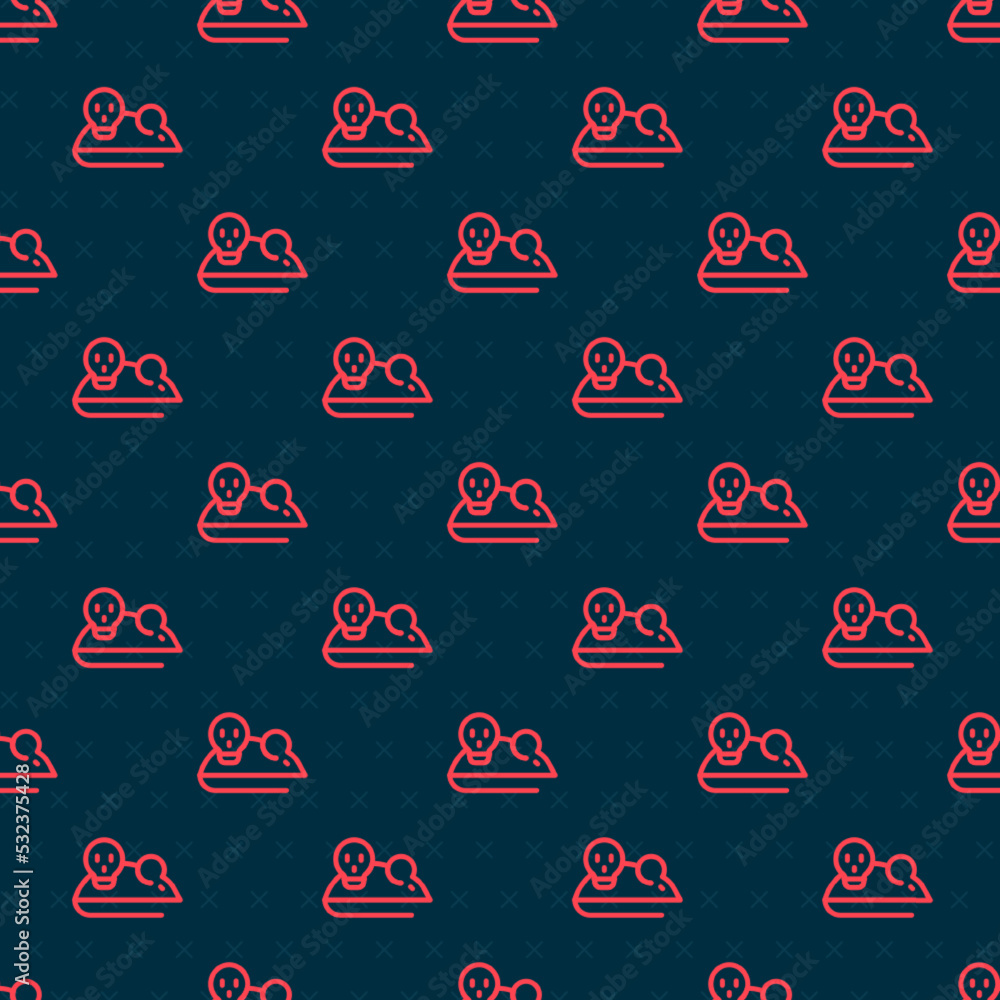 Poster red line experimental mouse icon isolated seamless pattern on black background. vector