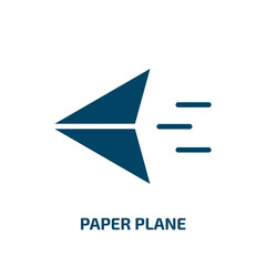 paper plane icon from success collection. Filled paper plane, plane, origami glyph icons isolated on white background. Black vector paper plane sign, symbol for web design and mobile apps
