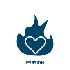 passion icon from success collection. Filled passion, decoration, health glyph icons isolated on white background. Black vector passion sign, symbol for web design and mobile apps