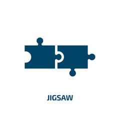 jigsaw icon from startup stategy and success collection. Filled jigsaw, game, toy glyph icons isolated on white background. Black vector jigsaw sign, symbol for web design and mobile apps